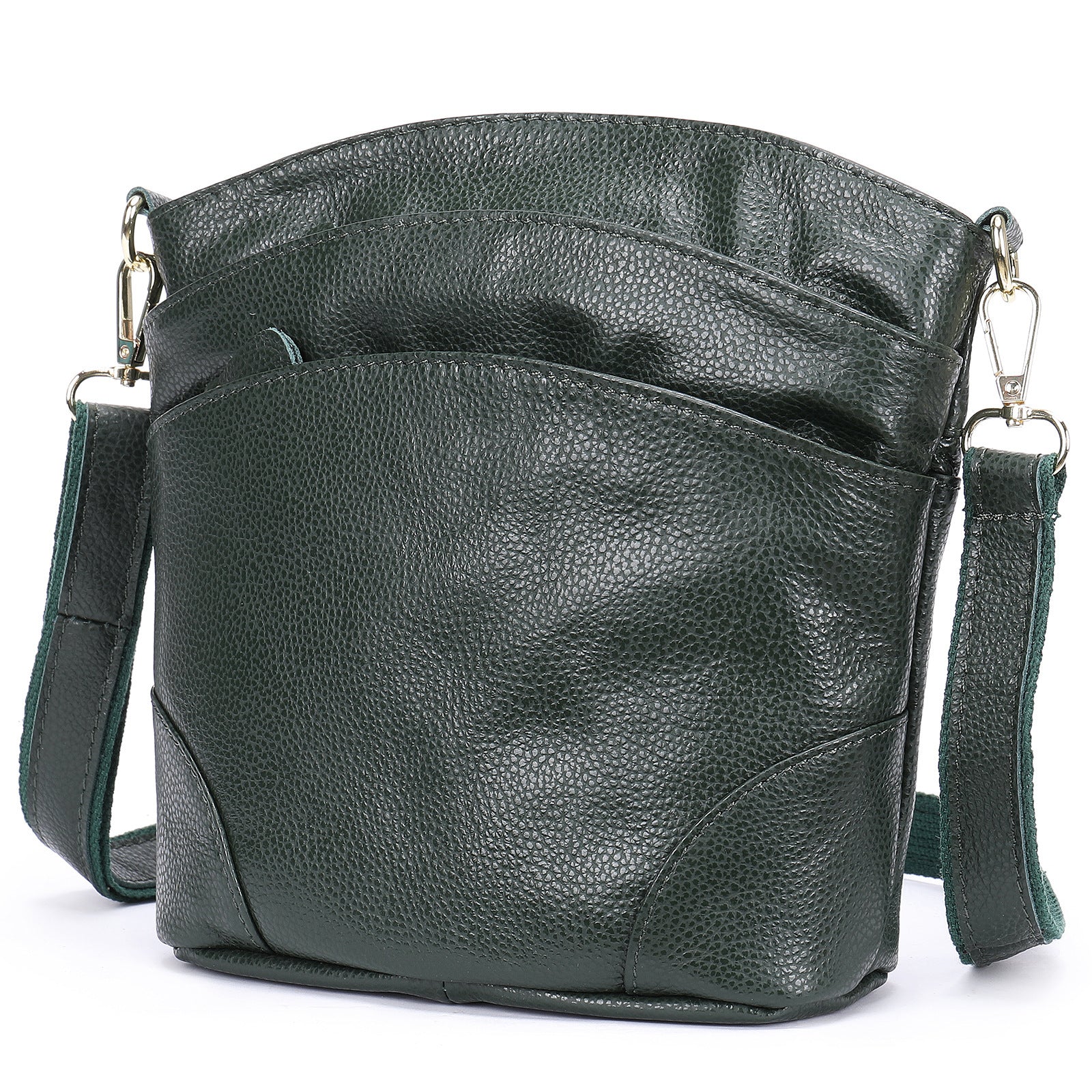 First-layer cowhide shoulder bag, soft cowhide bag, large-capacity genuine leather women's bucket bag.-Handbags-green-19.5cm*9.5cm*21cm-Free Shipping Leatheretro