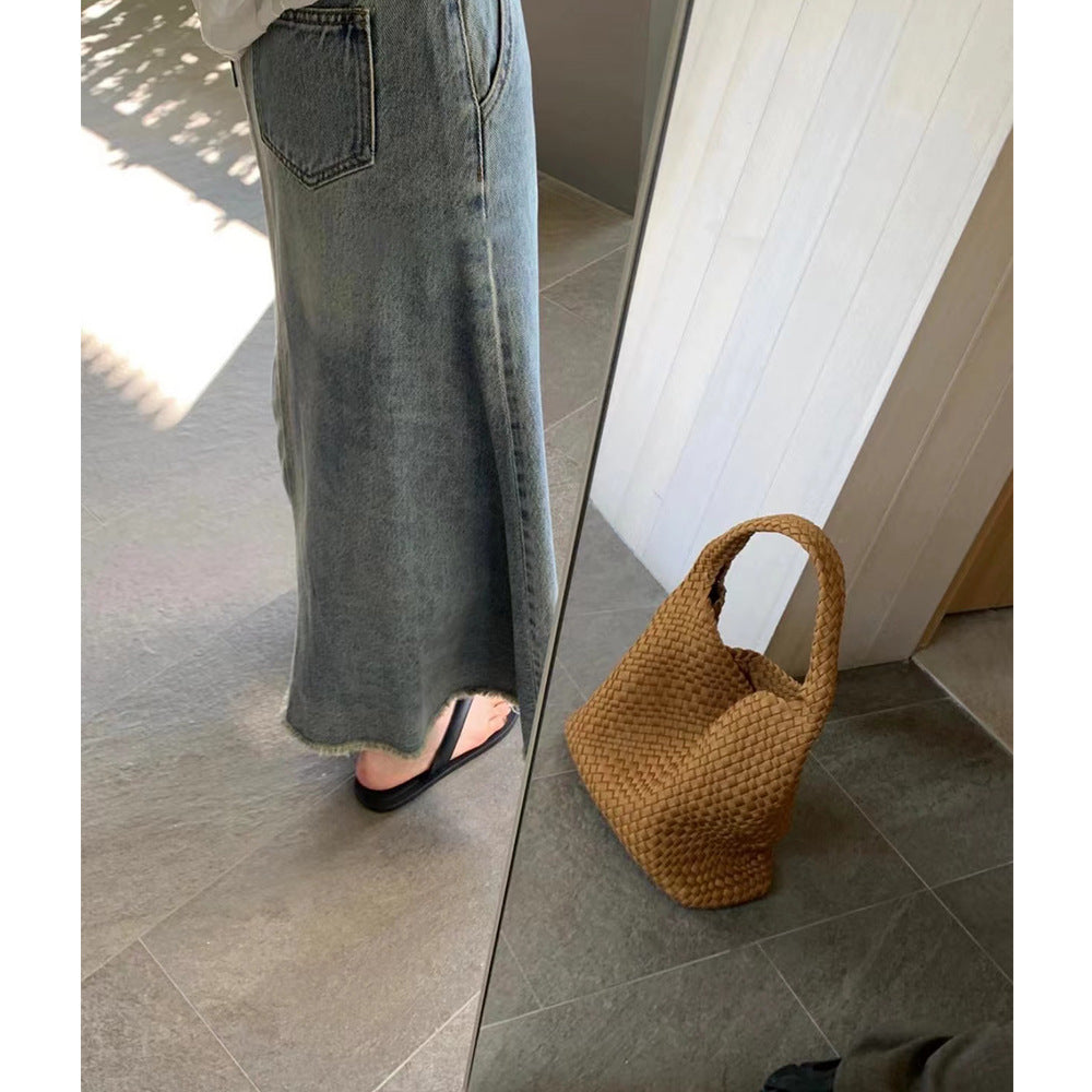 Handwoven Nylon Tote Bag for Women-Black + woven change purse-Free Shipping Leatheretro