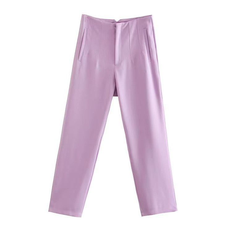 Casual Straight Women Pants-pants-Light Purple-S-Free Shipping Leatheretro