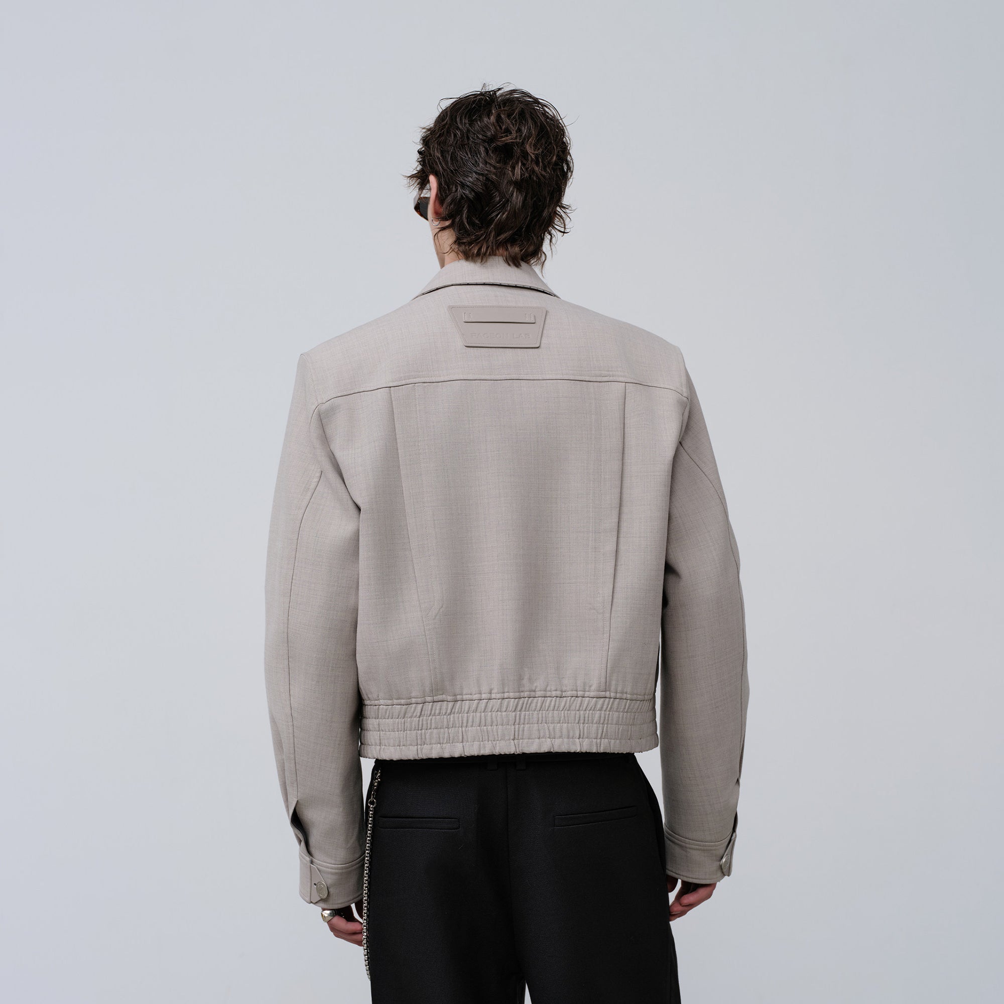 FACEONLAB Cropped Harrington Zip Jacket Gray-Jacket-M (Preorder)-Free Shipping Leatheretro