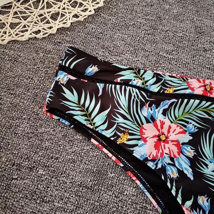 Women High Waist Floral Print V Neck Bikini-Women Swimwear-The same as picture-S-Free Shipping Leatheretro