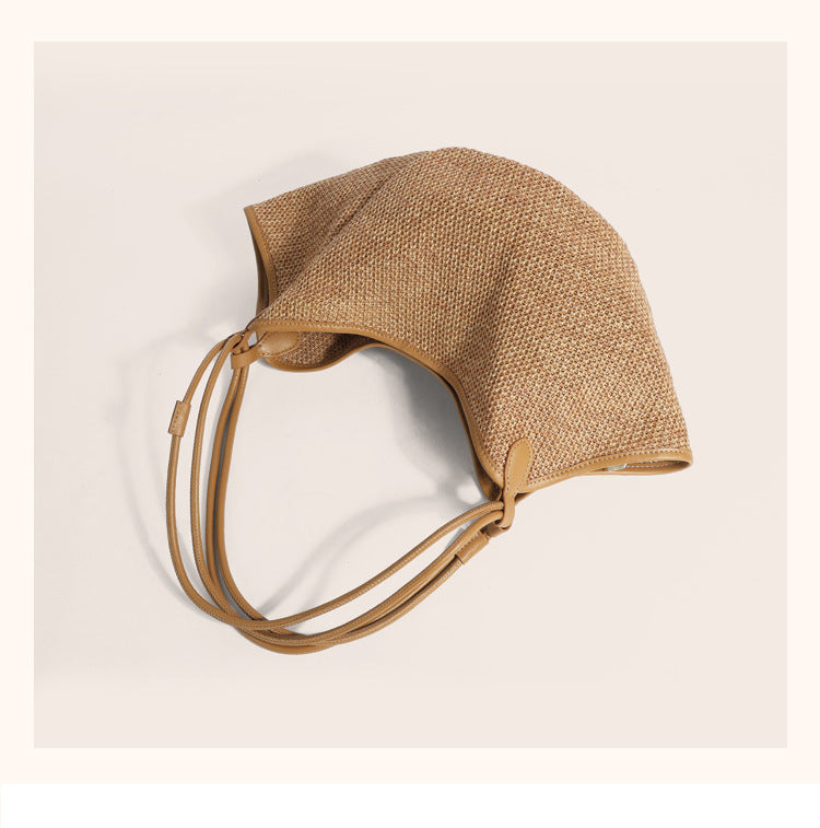 Summer Vacation Style – Large Straw Tote Bag, Boho Chic Shoulder Bag-Apricot-17-19-17 cm-Free Shipping Leatheretro