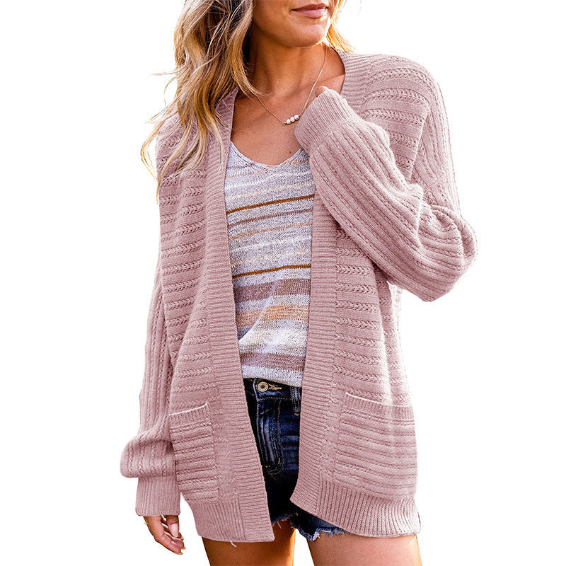 Casual Fall Knitted Cardigans-Sweater&Hoodies-Pink-S-Free Shipping Leatheretro