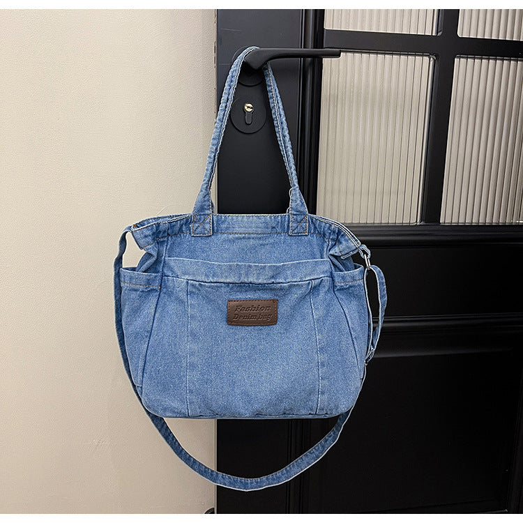 Denim Tote Bag for Women-Canvas Bag-Dark Blue-Free Shipping Leatheretro