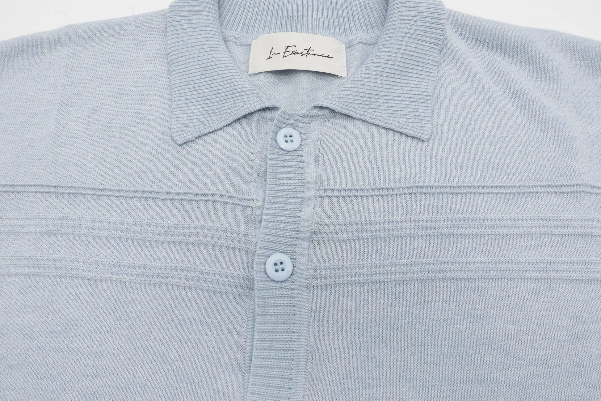 IN EXISTENCE Jacquard-Trim Wool-Blend Knit Half Shirt-Half shirt-S (1)-Blue (S M for Preorder)-Free Shipping Leatheretro