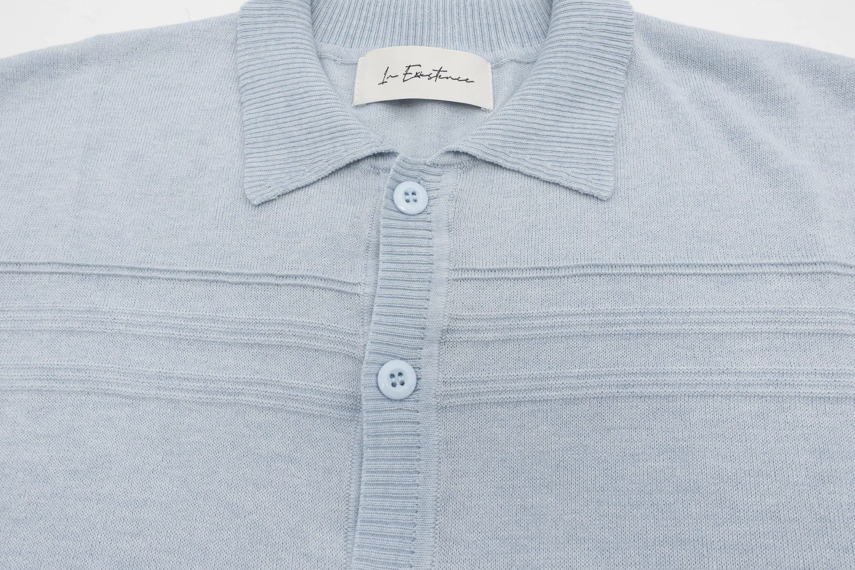 IN EXISTENCE Jacquard-Trim Wool-Blend Knit Half Shirt-Half shirt-S (1)-Blue (S M for Preorder)-Free Shipping Leatheretro