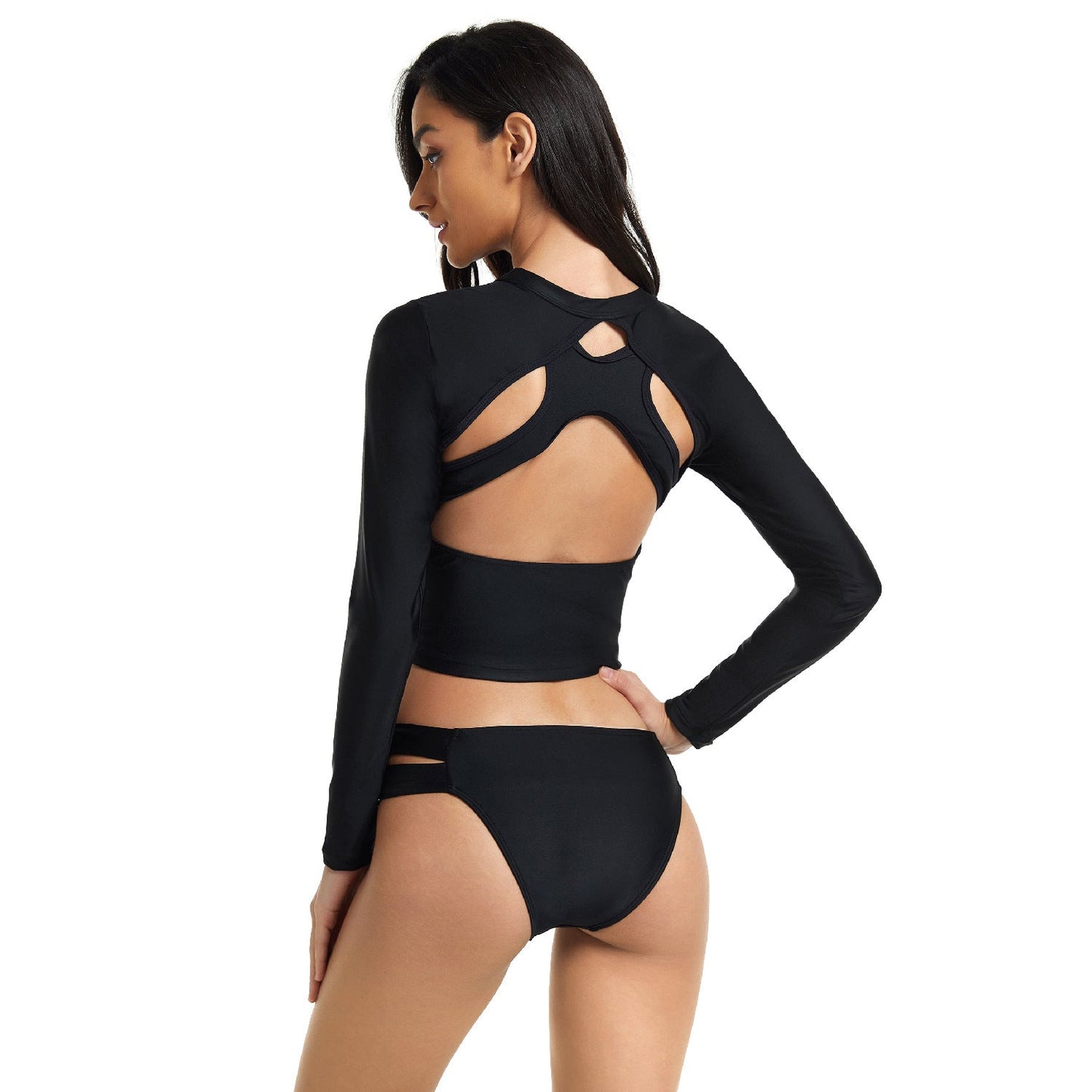 Sexy Long Sleeves Black Diving Wetsuits for Women-Swimwear-Black-S-Free Shipping Leatheretro