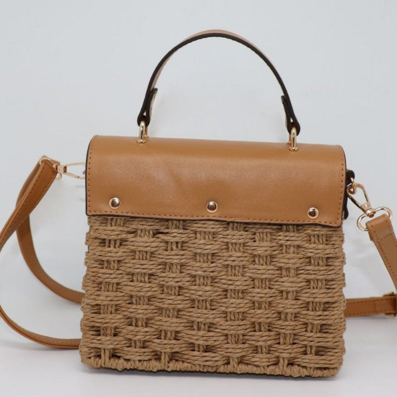 Vintage Woven Straw Mirror Bag-Ivory-Free Shipping Leatheretro