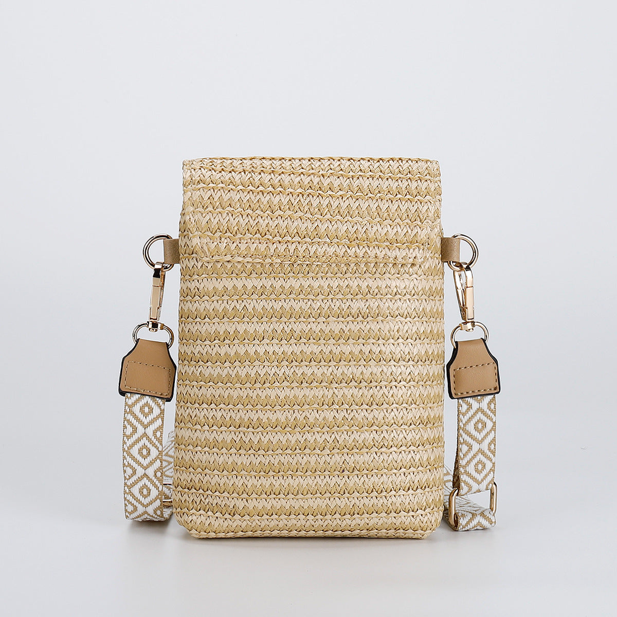 Woven Straw Crossbody Bag with Beaded Detail-1#-13*3.5*19-Free Shipping Leatheretro
