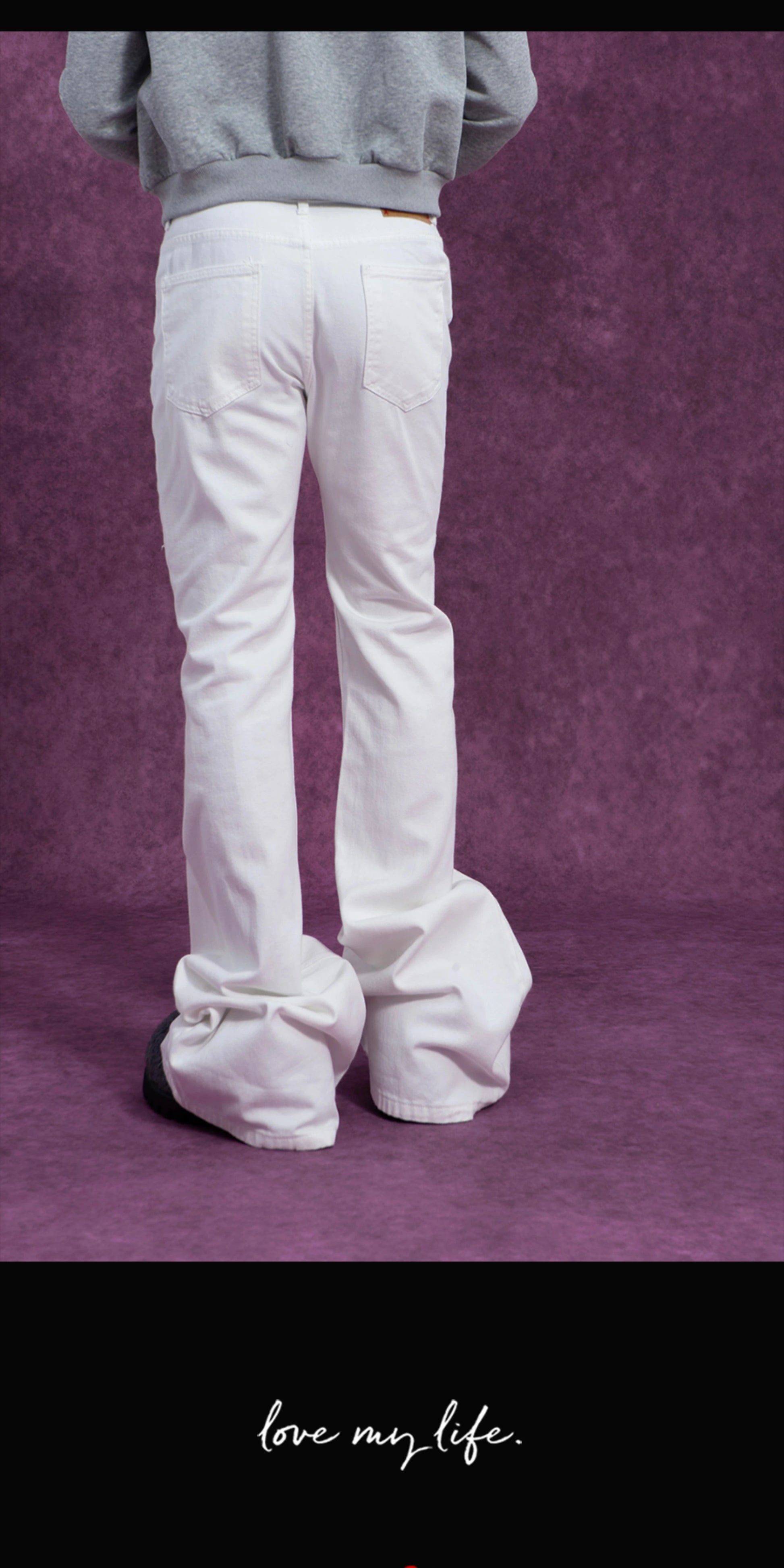 CLP Men's Extra Long Flared Denim Jeans-Black-S-Free Shipping Leatheretro