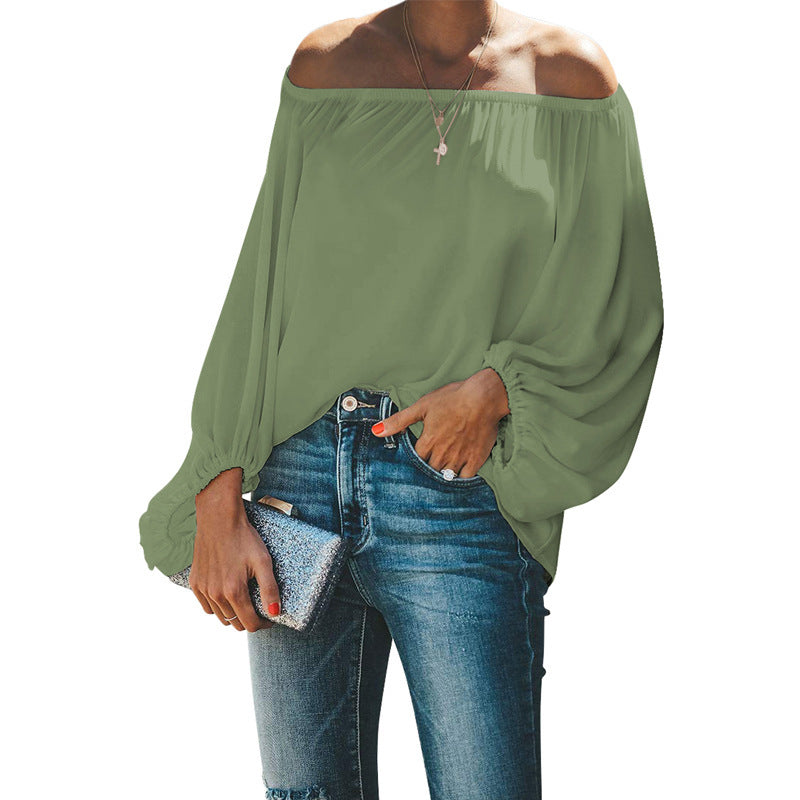 Casual Off The Shoulder Long Sleeves Blouses Shirts-Shirts-White-S-Free Shipping Leatheretro