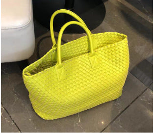 Handwoven Faux Leather Large Tote Bag for Women-White-Free Shipping Leatheretro