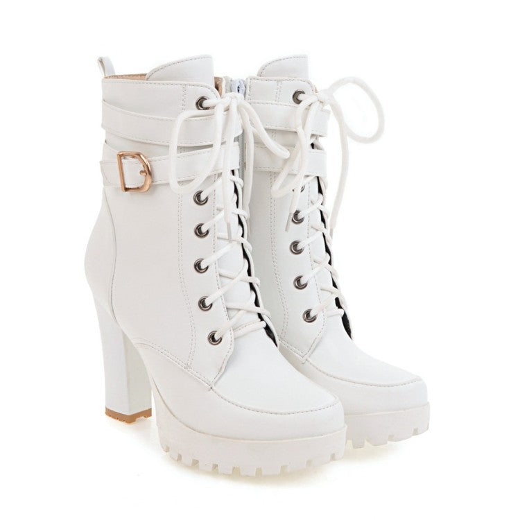 Fashion Chunky Heels Plus Sizes Short Martin Boots-White-34-Free Shipping Leatheretro