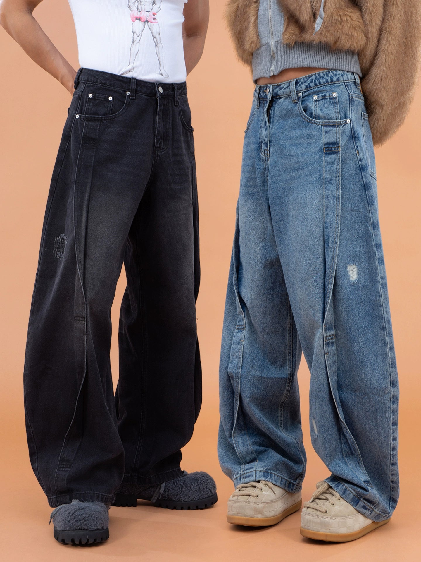 CLP Men's Distressed Cargo Jeans-Blue-M-Free Shipping Leatheretro
