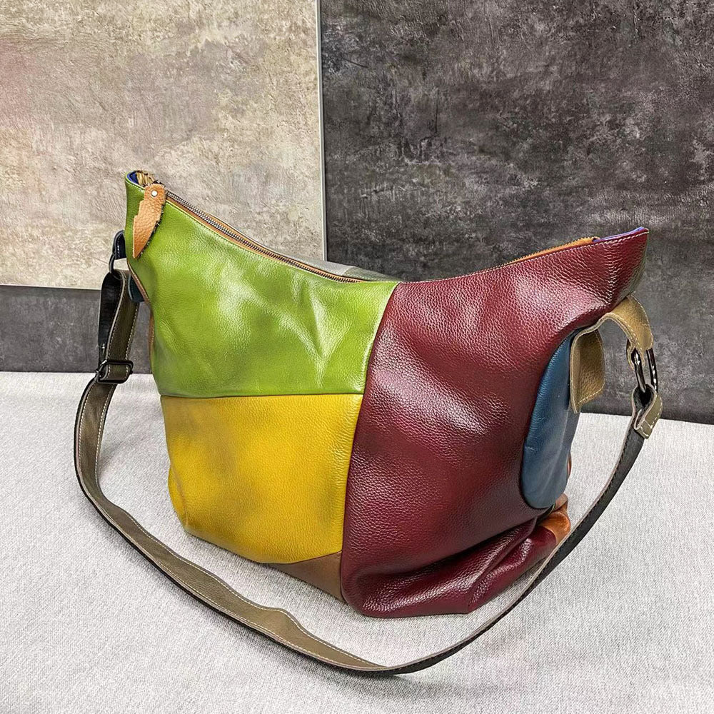 Large Genuine Leather Crossbody Sling Bag-Colorful-Free Shipping Leatheretro