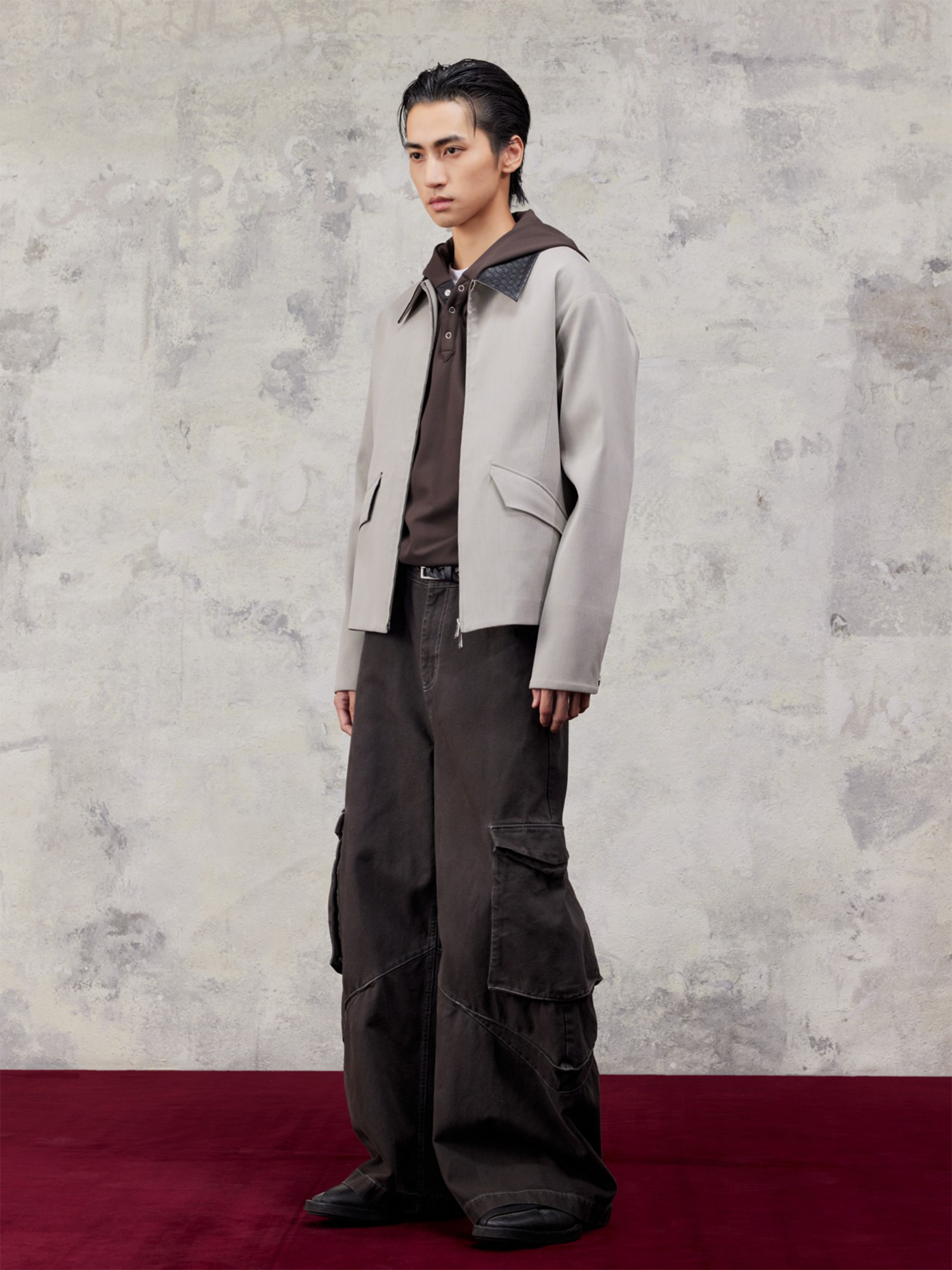 ALVNG AR ANTS Minimal Contrast Woven Collar Jacket-Jacket-S-Free Shipping Leatheretro