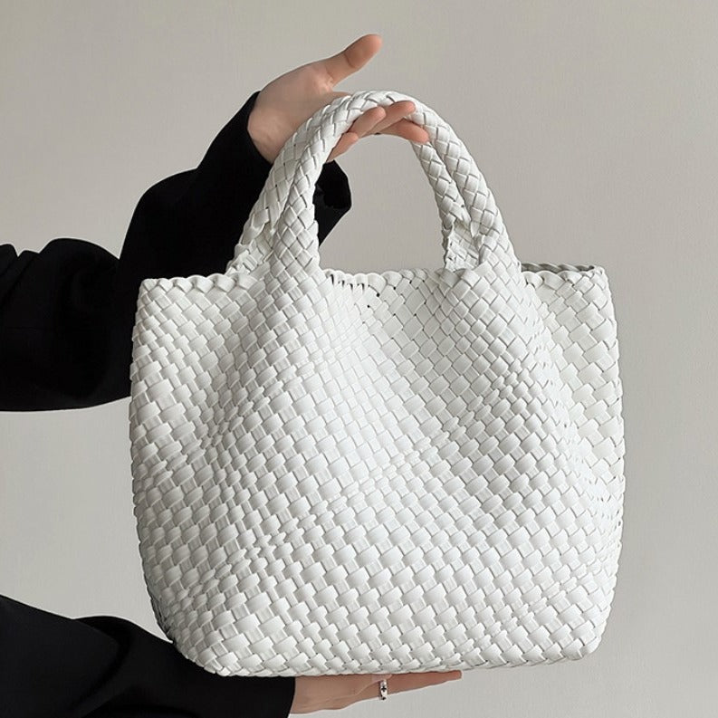 Handwoven Faux Leather Large Tote Bag for Women-Fruit green-Free Shipping Leatheretro