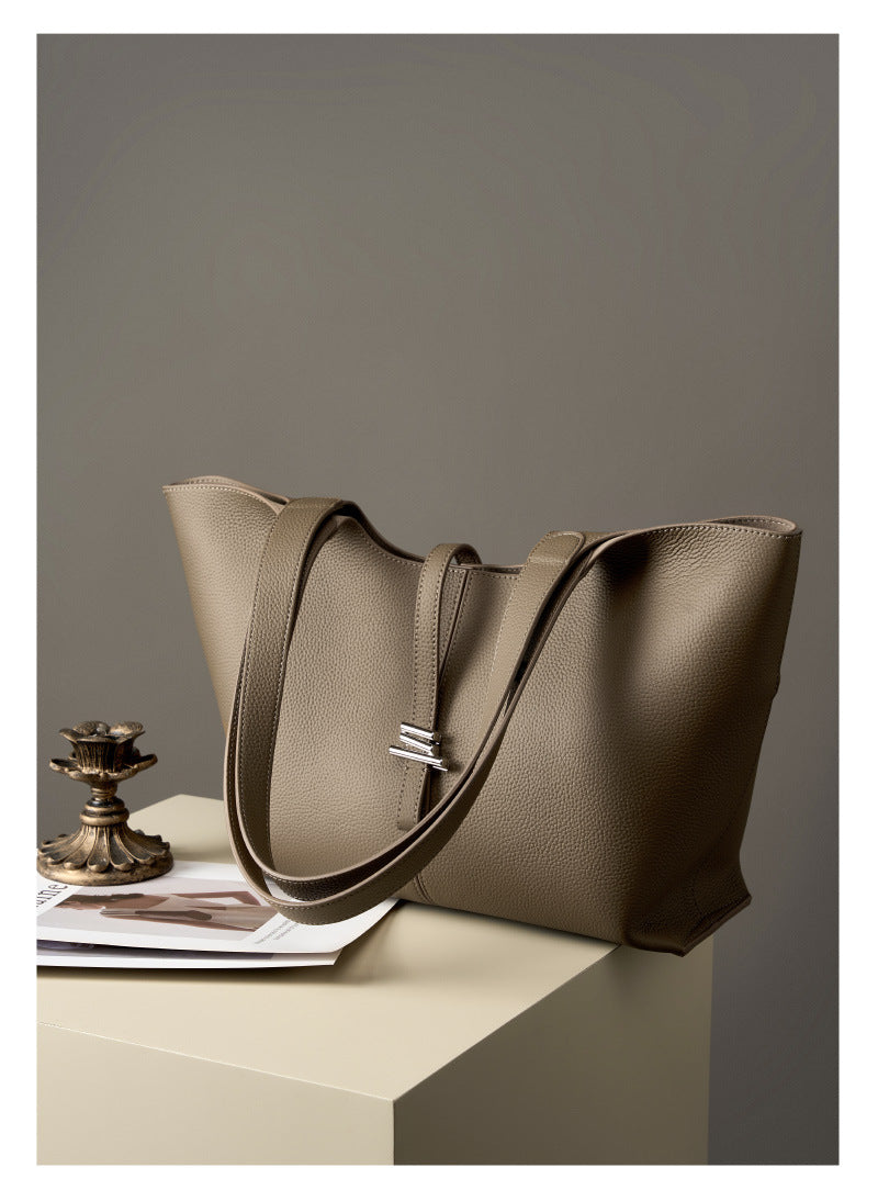 Premium Genuine Leather Bell Tote Bag-Handbags-Black-Free Shipping Leatheretro