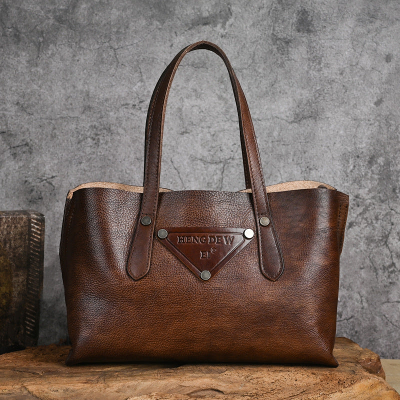 Vintage Genuine Leather Crossbody Bag Tote Bags-Brown-Free Shipping Leatheretro