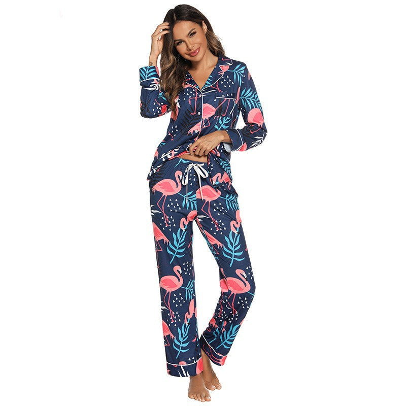 Women Long Sleeves Winter Pajamas-Pajamas-Flamingo-S-Free Shipping Leatheretro