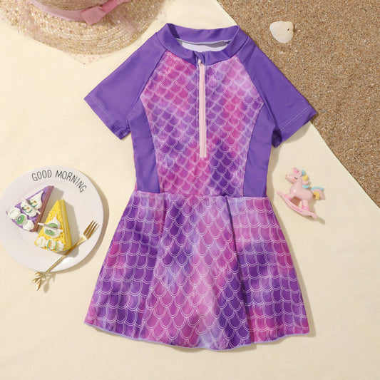 Purple One Piece Swimsuits for Girls-Swimwear-The same as picture-90-Free Shipping Leatheretro