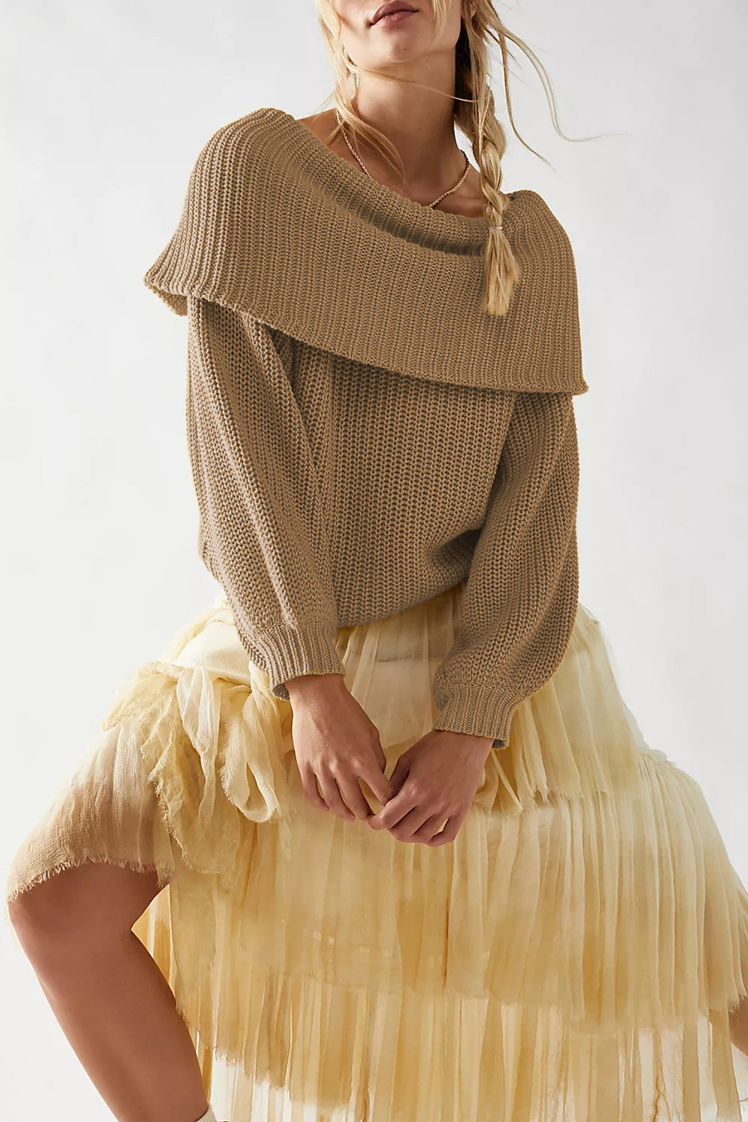 Women's Oversized Off-Shoulder Sweater-black-S-Free Shipping Leatheretro