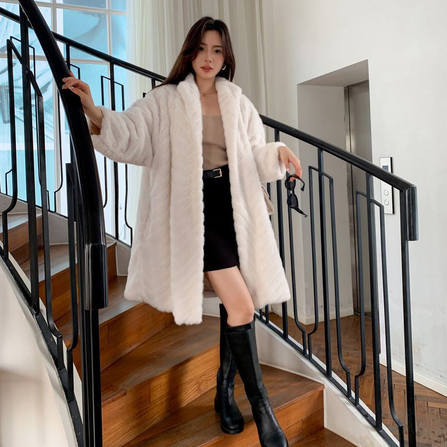 Fashion Faux Fur Warm Overcoats for Women-Outerwear-Ivory-S-Free Shipping Leatheretro