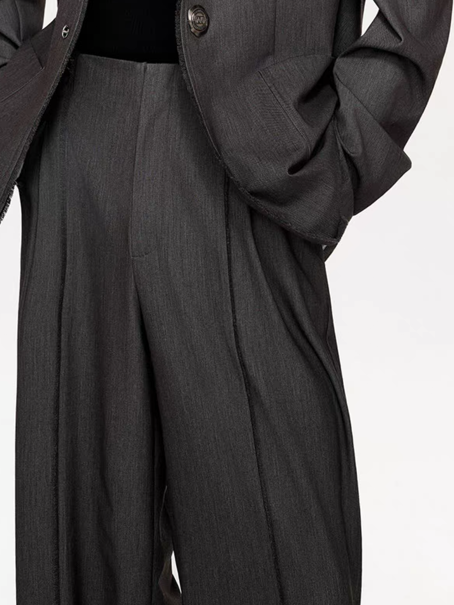 TIWILLTANG Classic Raw Edge Straight-Leg Trousers-Pants-S / 28-31”-Dark Gray-Free Shipping Leatheretro