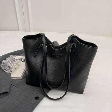 Vintage Soft Faux Leather Tote Bag for Women-Black with pendant.-Free Shipping Leatheretro