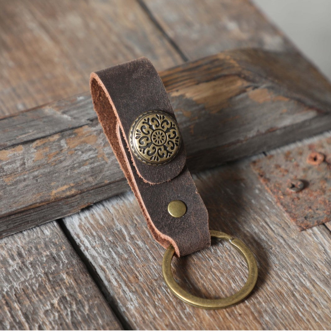 6pcs/set Handmade Vintage Leather Keychain & Car Key Case Set-Keychains-Random-Free Shipping Leatheretro