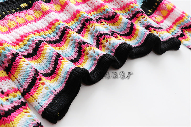 Casual Bohemian Striped Knitted Sweaters-Sweater&Hoodies-Green-S-Free Shipping Leatheretro