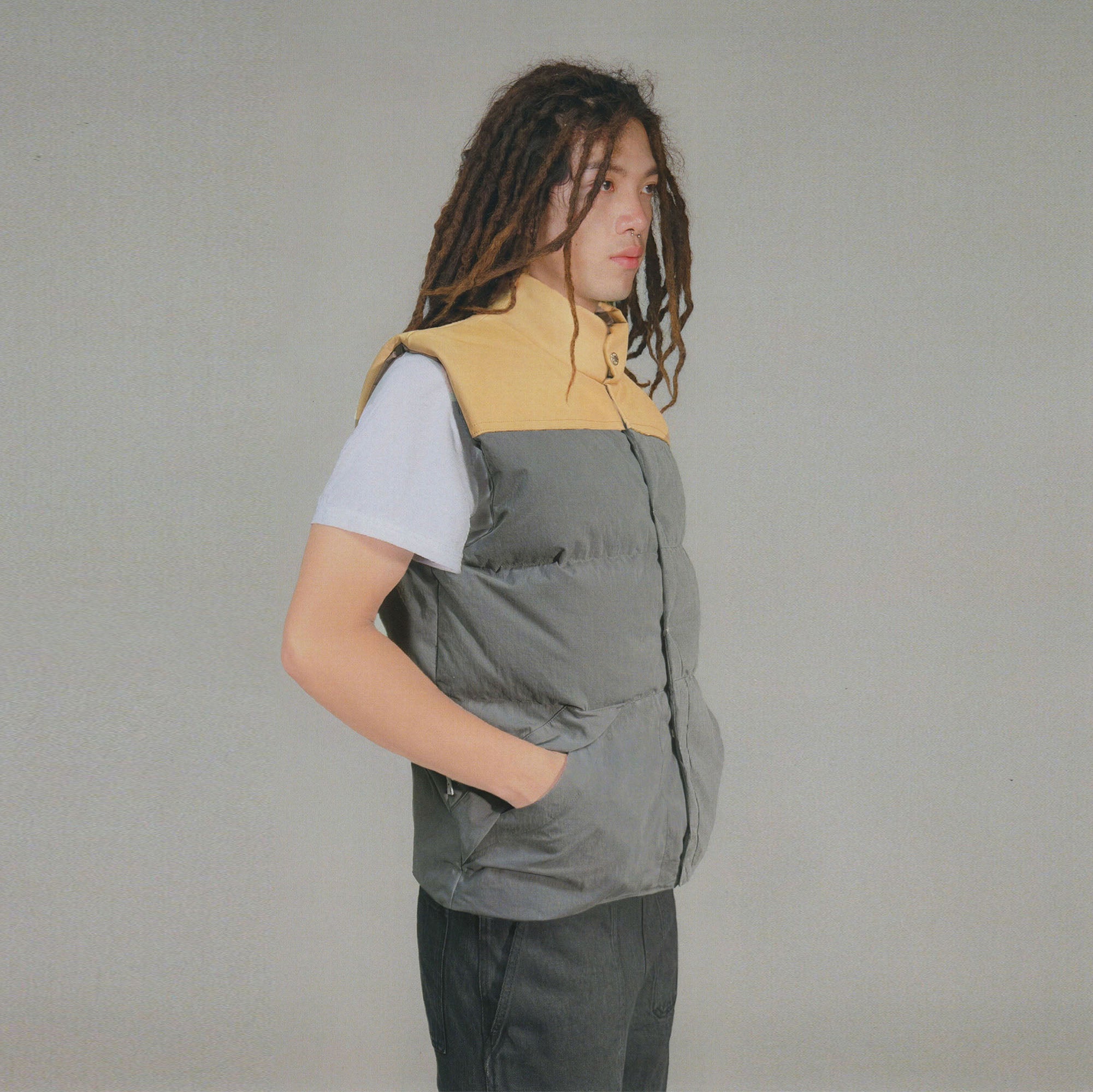 URBAN+FOREST Contrast Down Puffer Vest-Vest-S (Preorder)-Gray-Free Shipping Leatheretro