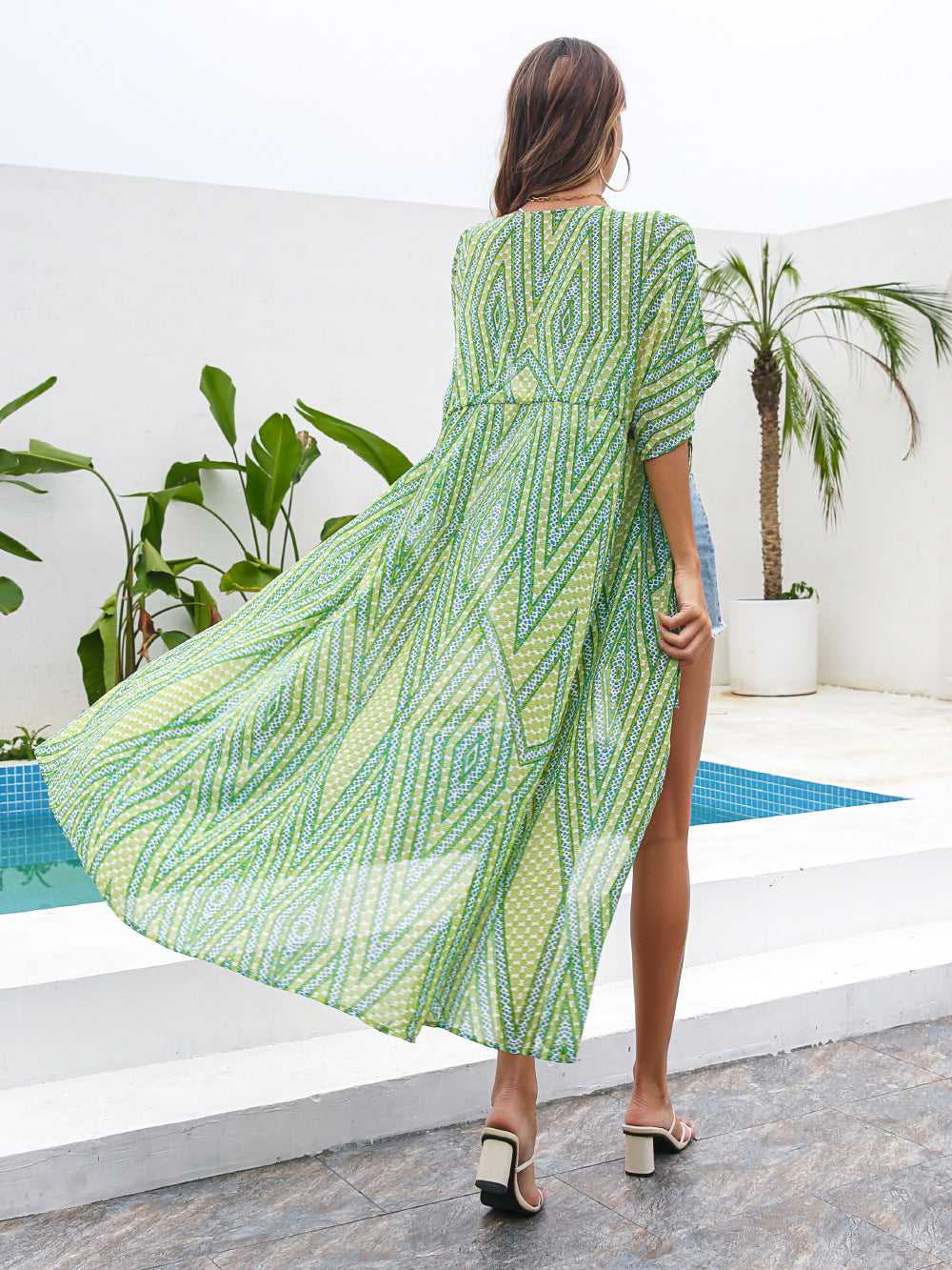 Summer Lace Up Sun Proof Long Cover Ups-Cover Ups-Green-S-Free Shipping Leatheretro