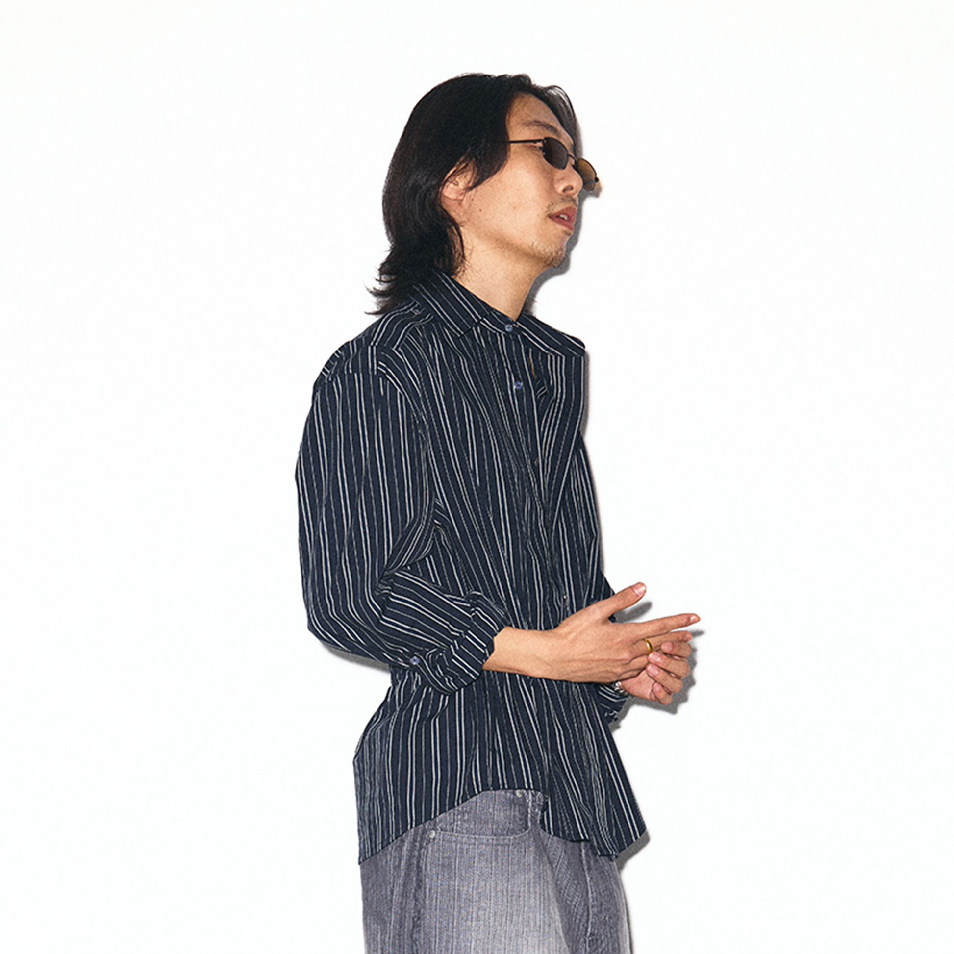 TRECLUB Striped Embroidered Drawstring-Waist Shirt-Shirt-S (Preorder)-Free Shipping Leatheretro