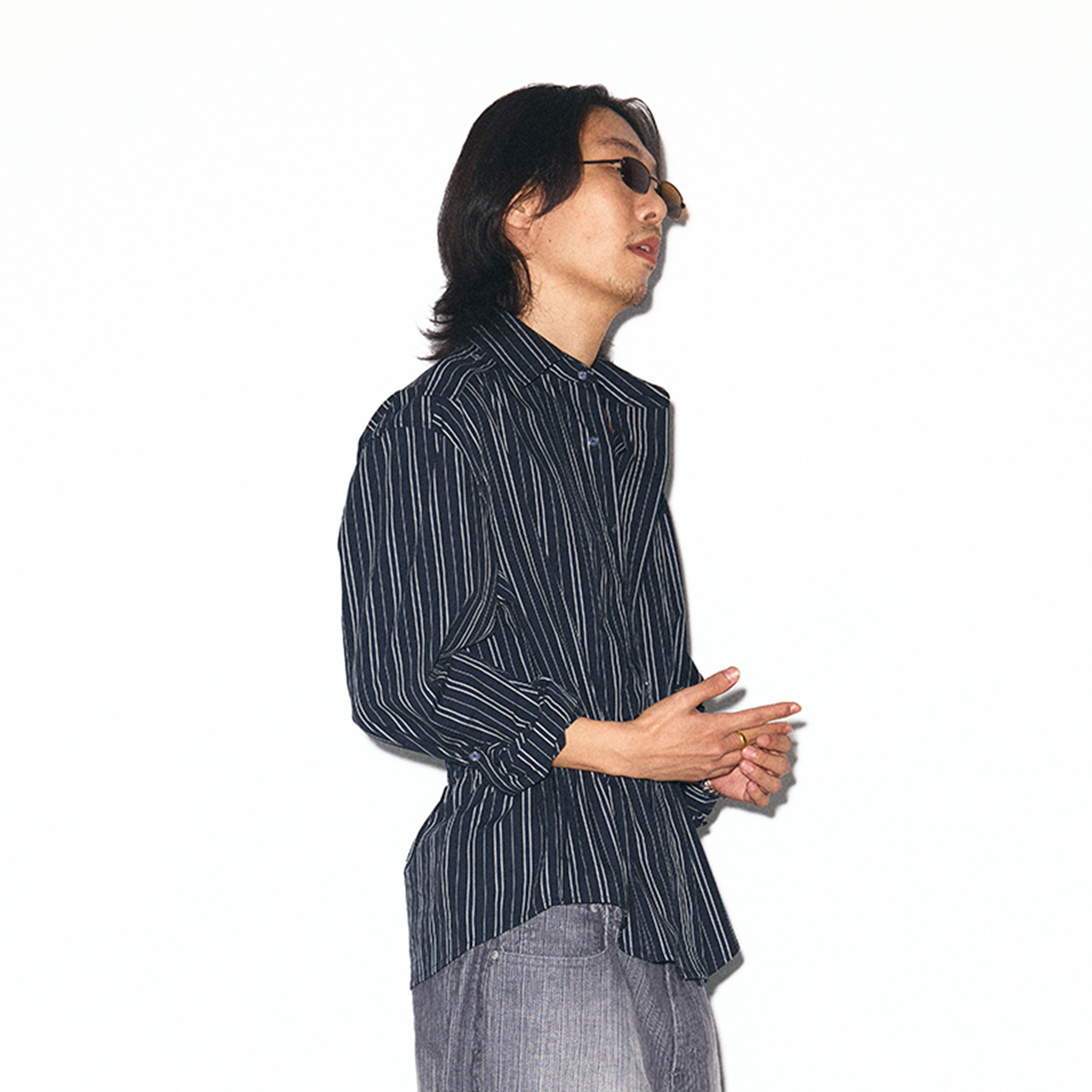 TRECLUB Striped Embroidered Drawstring-Waist Shirt-Shirt-S (Preorder)-Free Shipping Leatheretro
