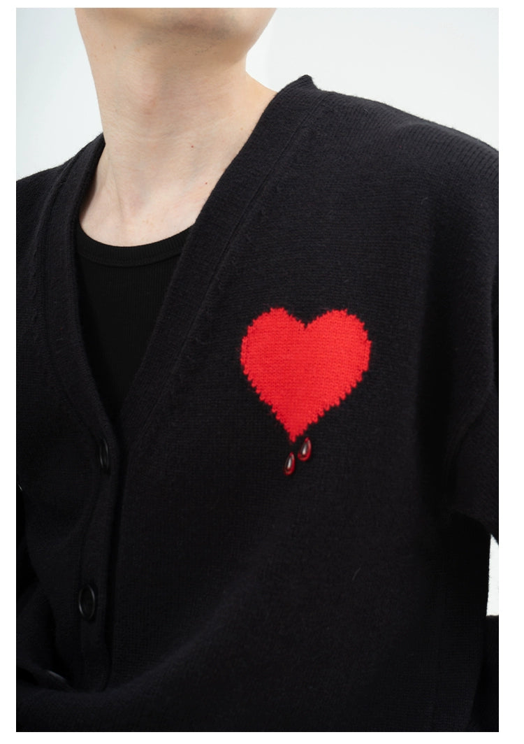 CLP Butterfly Love Beaded Cardigan - Oversized Knit Sweater-Black-Short- Three Buttons-Free Shipping Leatheretro