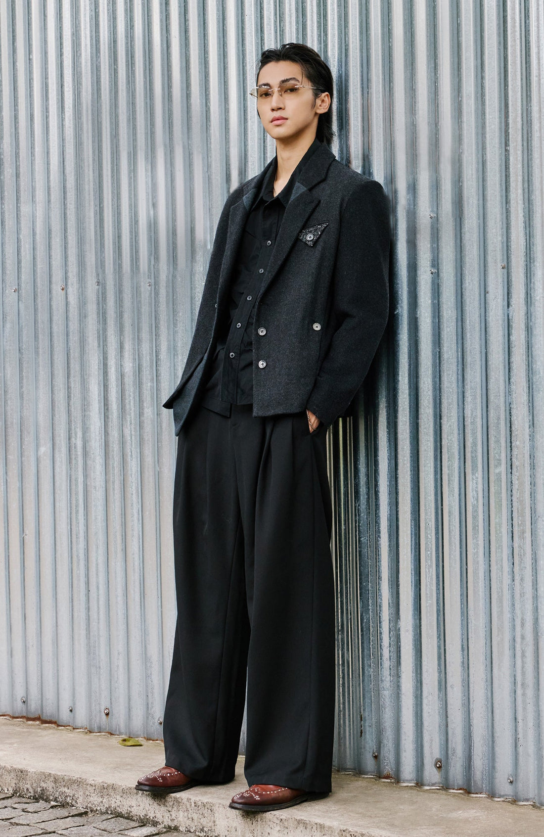 ALVNG AR ANTS Asymmetrical Hem Wool-Blend Blazer-Jacket-S-Free Shipping Leatheretro