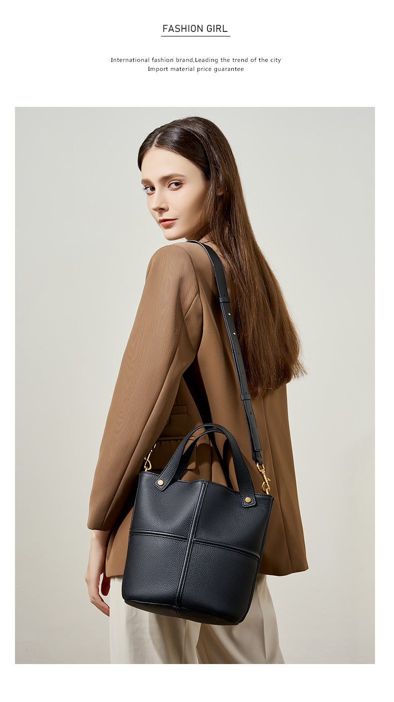 Elegant Genuine Leather Tote Bag-handbags-Black-Free Shipping Leatheretro