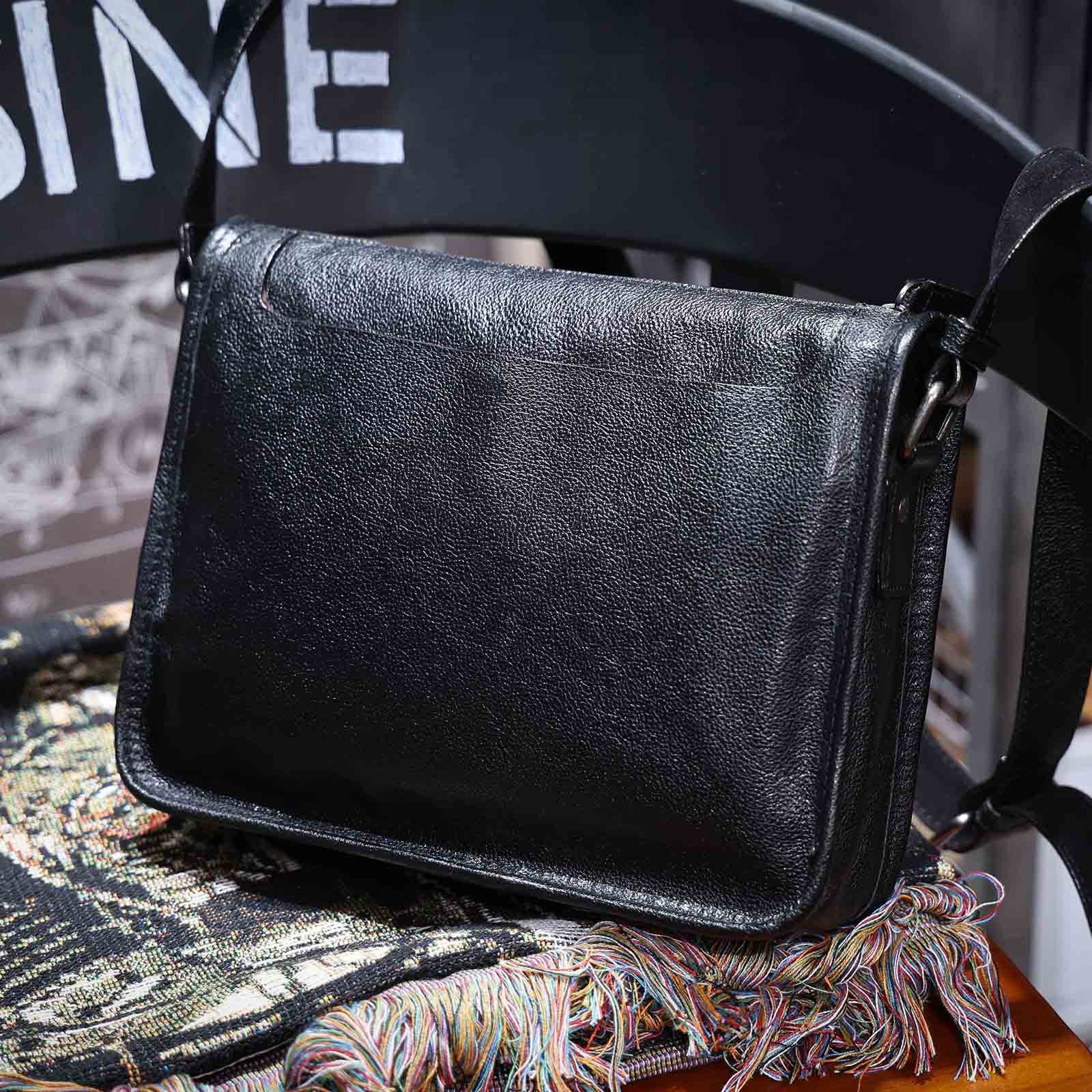 Men's Vintage Messenger Bag - Handmade Full-Grain Vegetable-Tanned Leather Messenger Bag-Messenger Bags-Coffee-Free Shipping Leatheretro