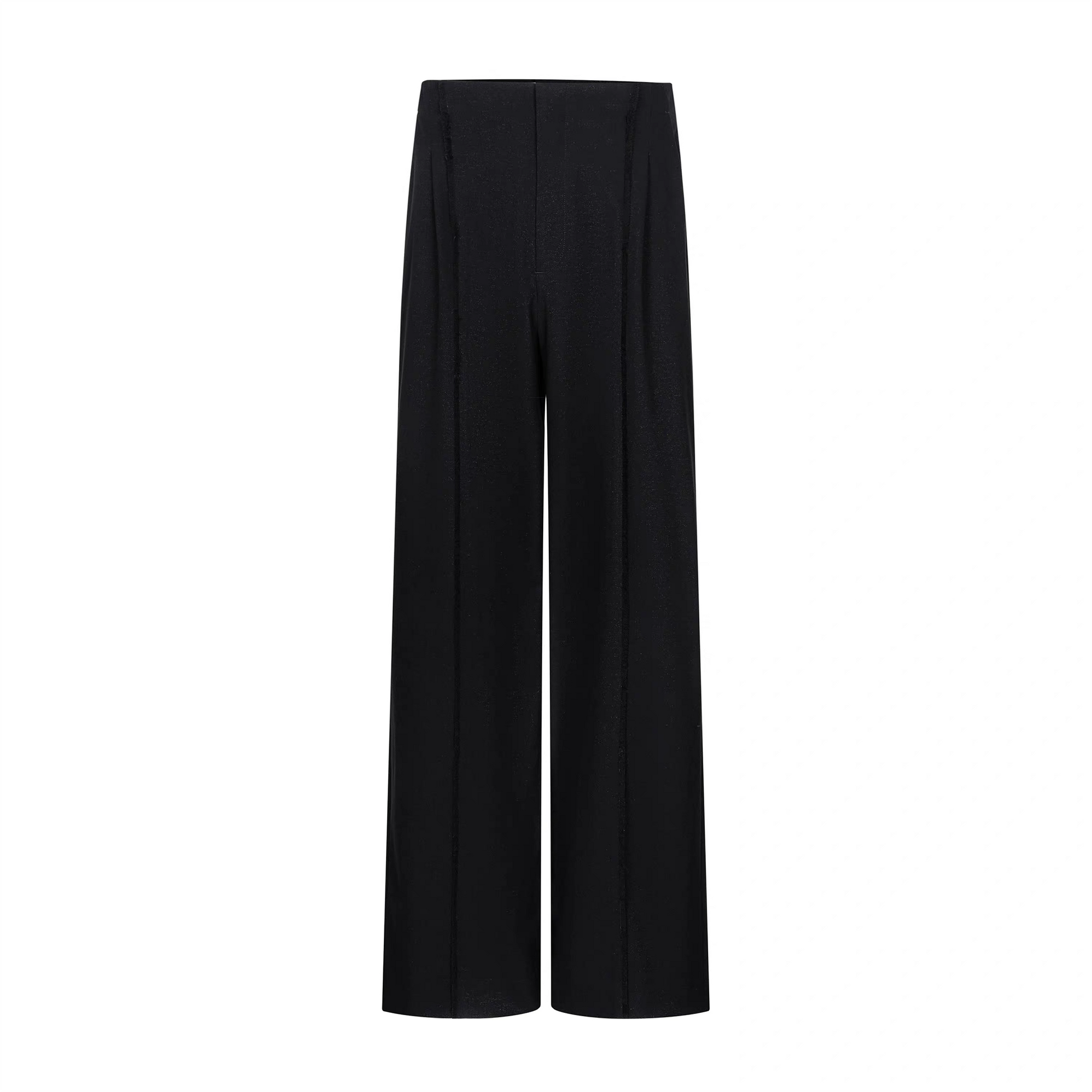 TIWILLTANG Classic Raw Edge Straight-Leg Trousers-Pants-S / 28-31”-Black-Free Shipping Leatheretro