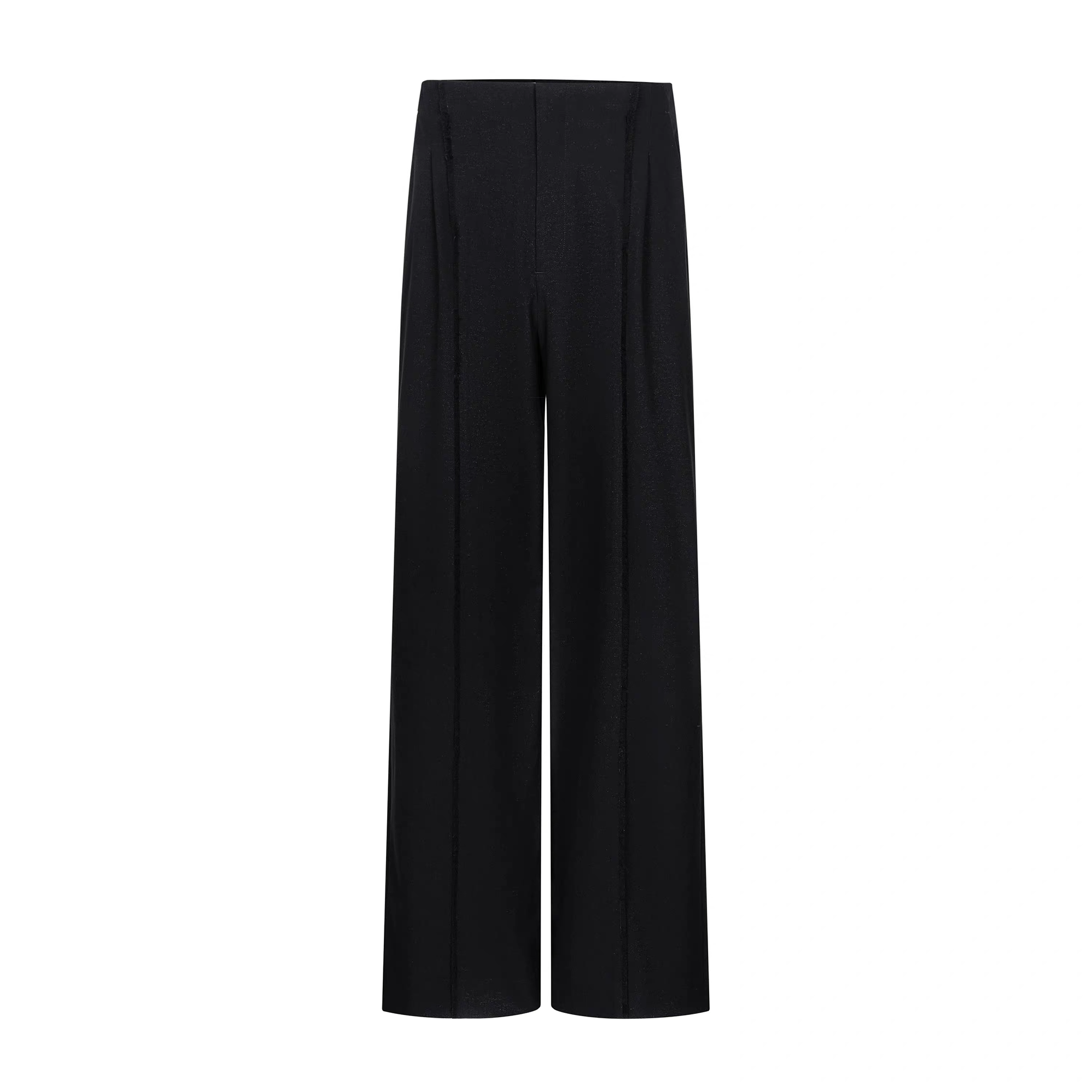 TIWILLTANG Classic Raw Edge Straight-Leg Trousers-Pants-S / 28-31”-Black-Free Shipping Leatheretro