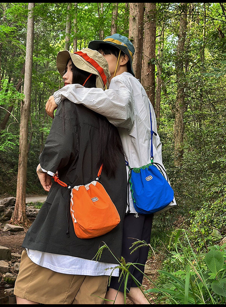 BOOM Colorblock Crossbody Bag - Versatile Drawstring Bucket Bag-Black rope-Free Shipping Leatheretro