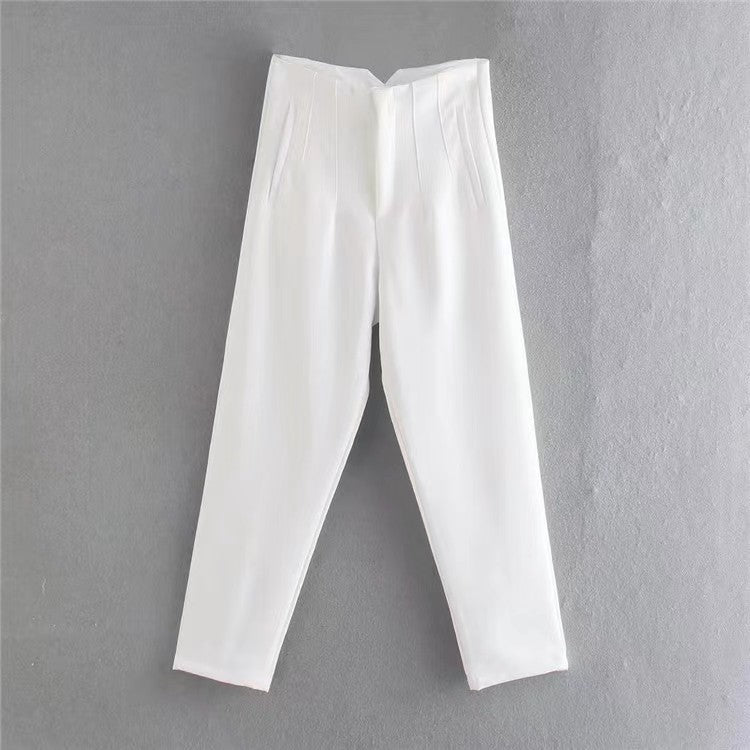 Casual Straight Women Pants-pants-White-S-Free Shipping Leatheretro