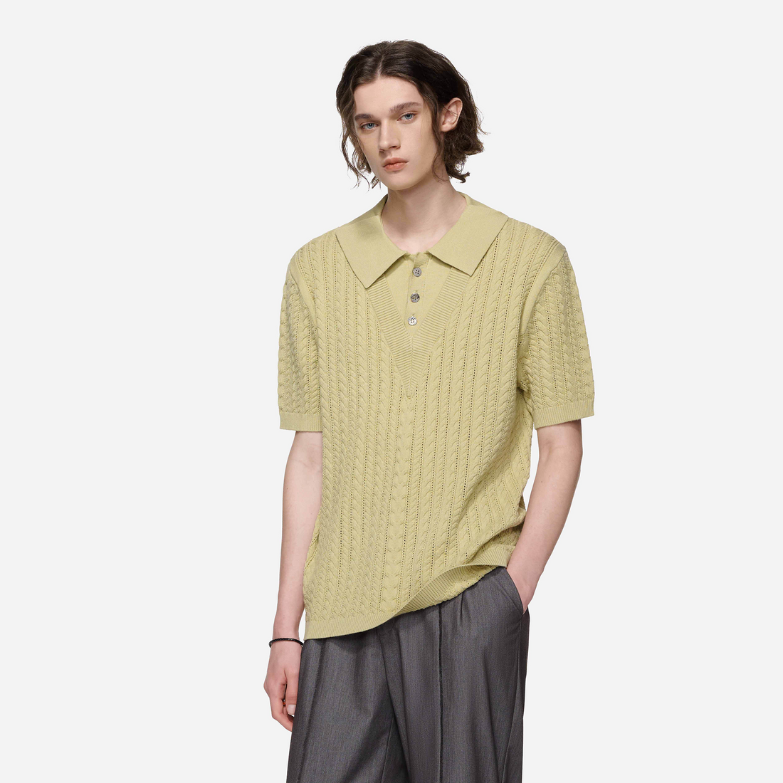 TIWILLTANG Layered Cable-Knit Openwork T Shirt-T Shirt-S-Free Shipping Leatheretro