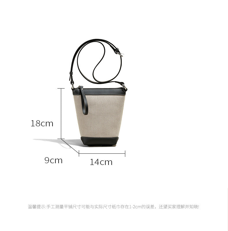 Women Versatile Shoulder Crossbody Phone Bag with Leather & Canvas-Handbags-Black-Free Shipping Leatheretro