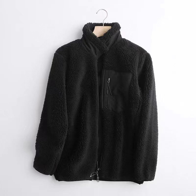 Casual Women and Men Winter Fleece Jacket Coats-Outerwear-Coffee-S-Free Shipping Leatheretro