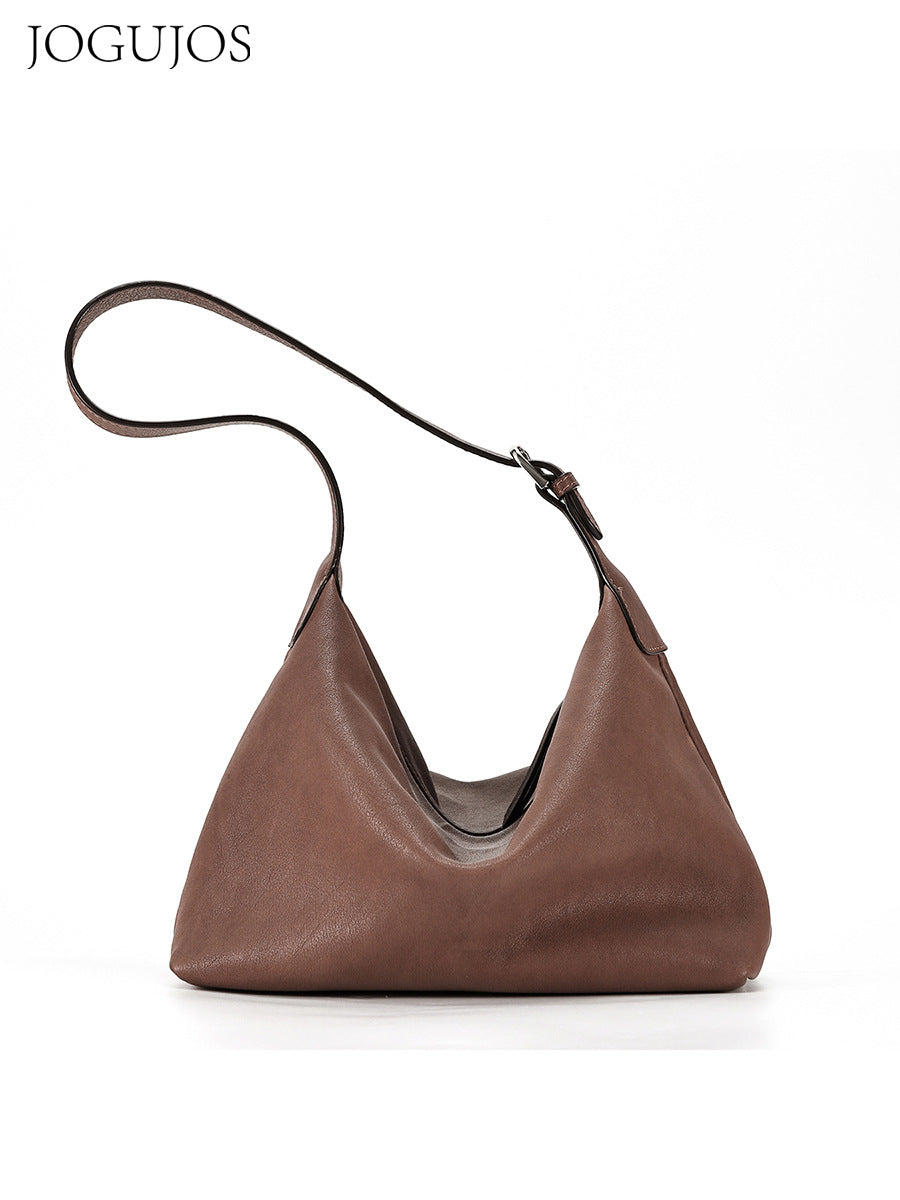 Vegetable-Tanned Leather Shoulder Bag-Coffee-Free Shipping Leatheretro