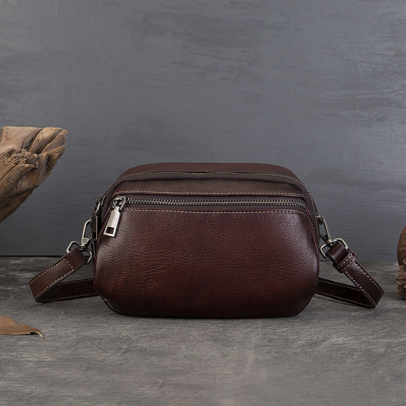 Vintage Distressed Leather Shoulder Bag-Handbags-Brown-Free Shipping Leatheretro