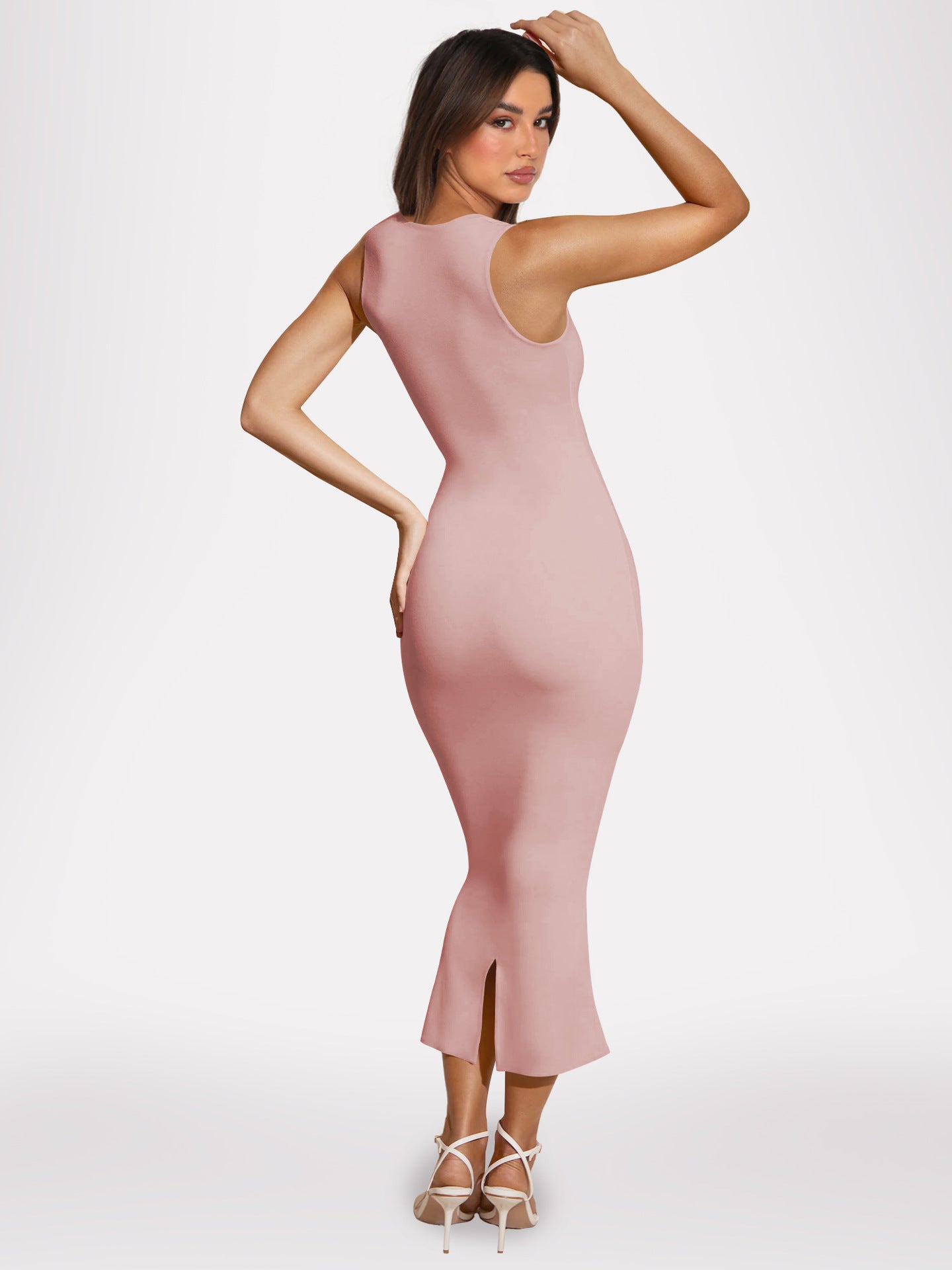 Sexy Split Front Knitted Long Sheath Dresses-Dresses-Rose Red-S-Free Shipping Leatheretro