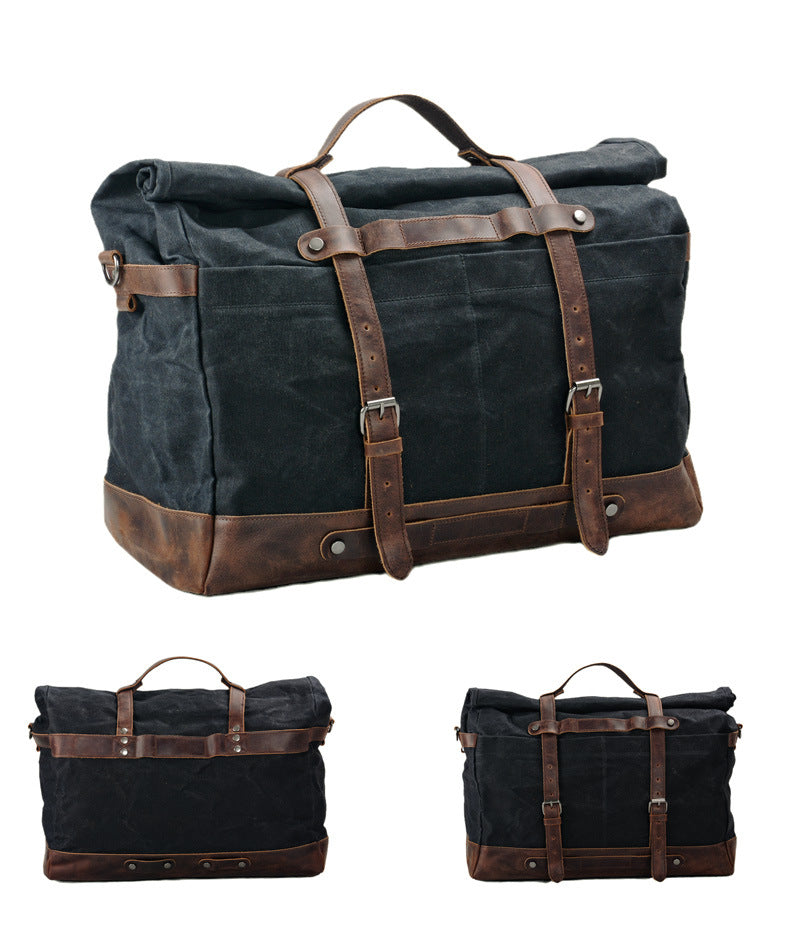 Large Capacity Vintage Waxed Canvas Travel Tote Bag-khaki-Free Shipping Leatheretro